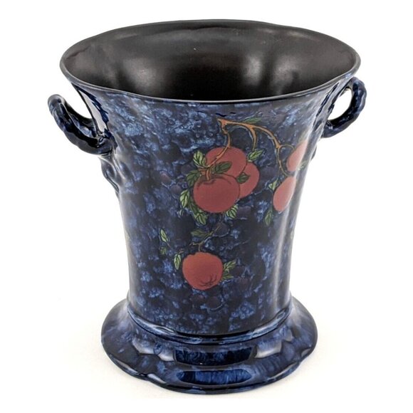 Vintage Maling Cetem Ware Blue Plum and Orchard Vase with Handles - Picture 2 of 12